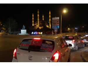Edirne'de Azerbaycan'a destek için araç konvoyu oluşturuldu