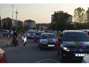 Bartın'da Azerbaycan'a destek için araç konvoyu oluşturuldu