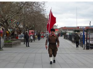 Gazi torunu "Onbeşliler" anısına İstanbul'dan Çanakkale'ye yürüdü