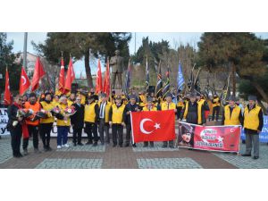 "57. Alay" için Tekirdağ'dan yola çıkan gönüllüler Gelibolu'ya geldi