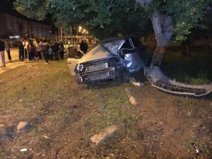 Mersin'de ağaca çarpan otomobilin sürücüsü yaralandı