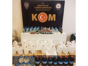 Konya'da sahte alkol operasyonunda baba ve 2 oğlu yakalandı