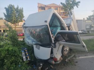 Samsun'da kamyonetin refüjdeki ağaca çarpması sonucu 2 kişi yaralandı