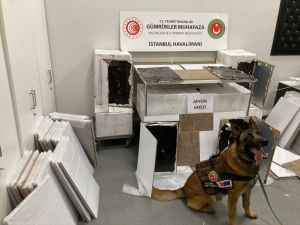 İstanbul Havalimanı'nda kargoda sunta içerisine gizlenen afyon sakızı ele geçirildi