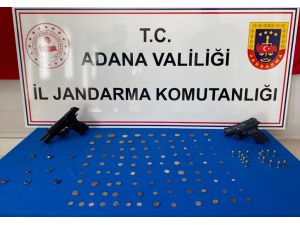 Adana'da 96 sikke ve 8 gümüş yüzük ele geçirildi