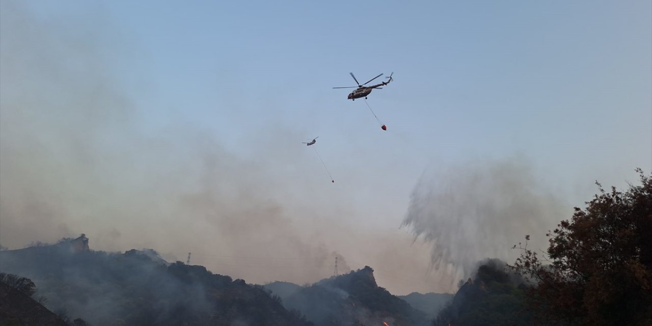 Manisa'da makilik alandaki yangına müdahale ediliyor