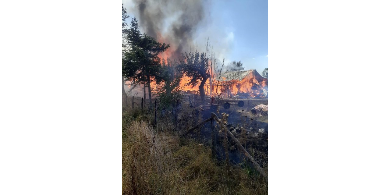 Kastamonu'da çıkan yangında ahır, samanlık ve traktör zarar gördü