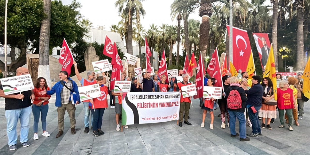 İsrail'in Gazze'deki hastaneye saldırısı Muğla'da protesto edildi