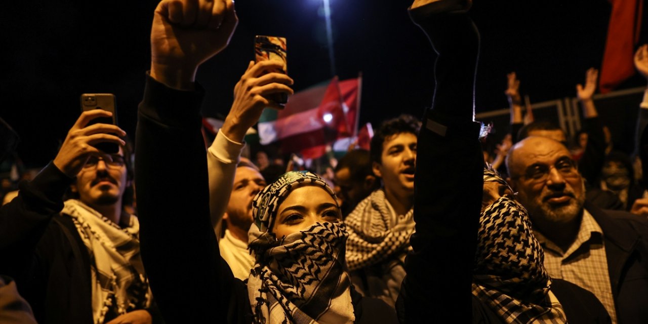 İsrail'in Gazze'ye saldırıları ABD'nin İstanbul Başkonsolosluğu önünde protesto edildi