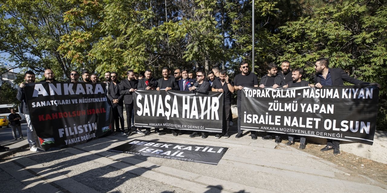 Ankaralı müzisyenler, İsrail'in Gazze'deki saldırılarını protesto etti