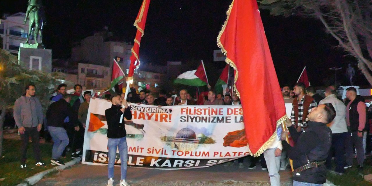 İsrail'in Filistin'e gerçekleştirdiği saldırılar Balıkesir'de protesto edildi