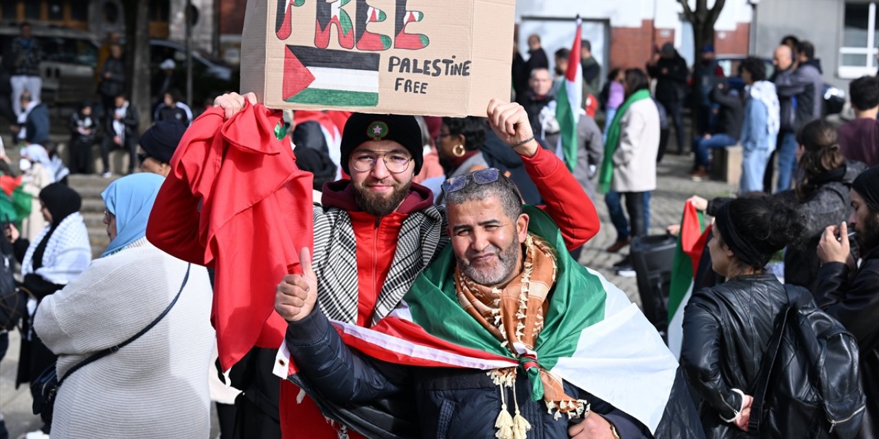 Belçika'da Filistin'e destek gösterisi yapıldı