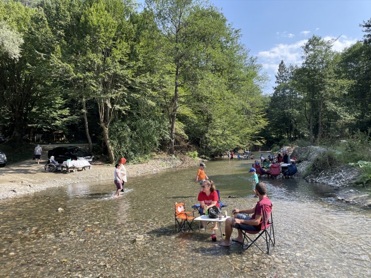 Bolu ve Zonguldak'ta sıcak havadan bunalanlar dere ve sahilleri doldurdu