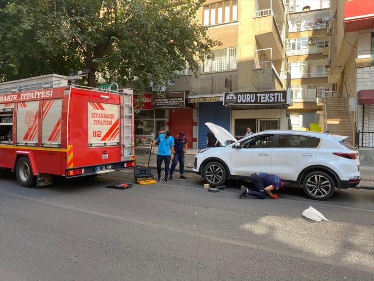 Diyarbakır'da aracın motor kısmına giren kedi yavrusu itfaiye ekiplerince çıkarıldı