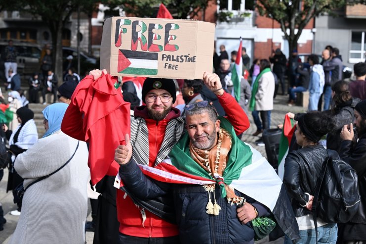 Belçika'da Filistin'e destek gösterisi yapıldı