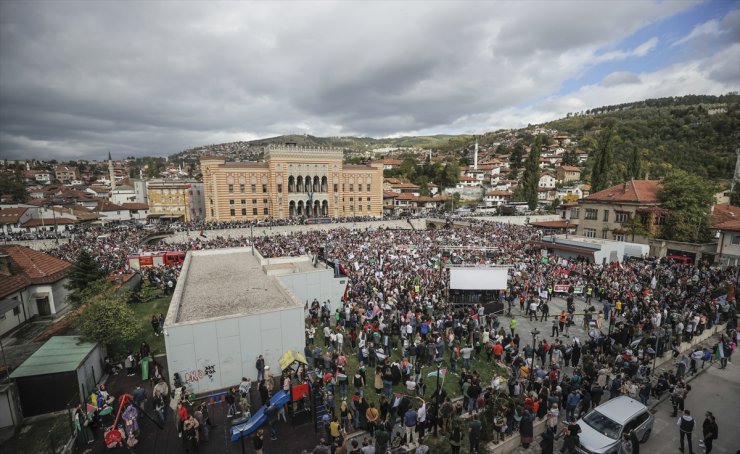 Bosna Hersek'te, İsrail'in Gazze'ye yönelik saldırıları protesto edildi