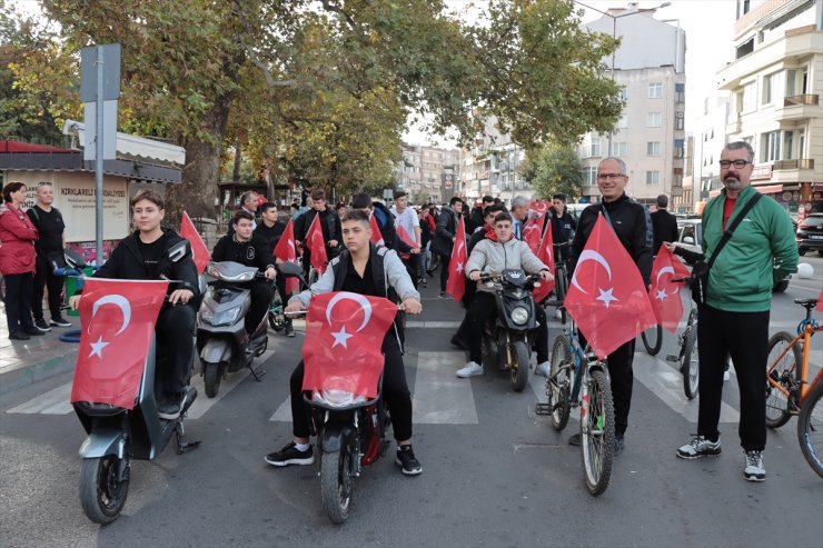 Kırklareli'nde 100 öğrenci, Cumhuriyet'in 100. yılı dolayısıyla pedala bastı