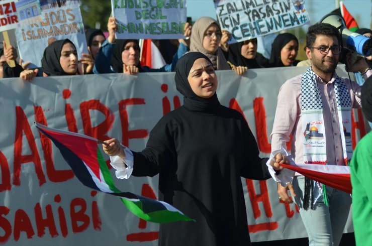 Kütahya'da üniversite öğrencileri İsrail'in Gazze'ye saldırılarını protesto etti