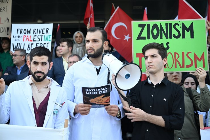 Trakya Üniversitesi öğrencileri İsrail'in Gazze'ye saldırılarını protesto etti