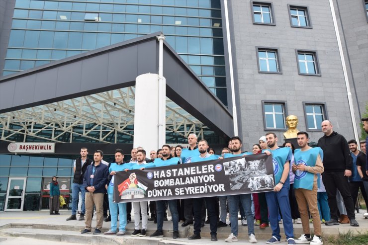 Eskişehir, Bilecik ve Yalova'da sağlıkçılar İsrail'in Filistinlilere saldırılarını protesto etti