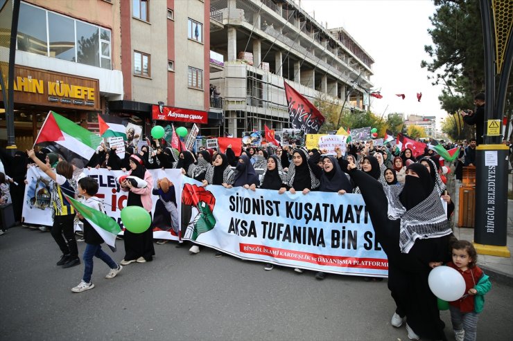 Bingöl'de kadınlar Gazze için yürüdü