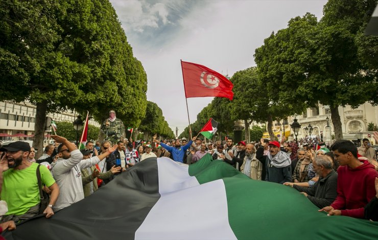 Tunus’ta Filistin’e destek gösterileri düzenlendi