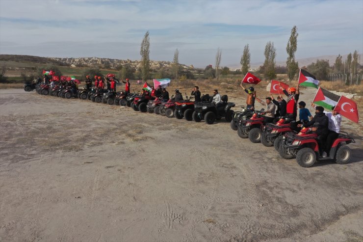 Kapadokya'da arazi araçlarıyla Filistin'e destek turu düzenlendi