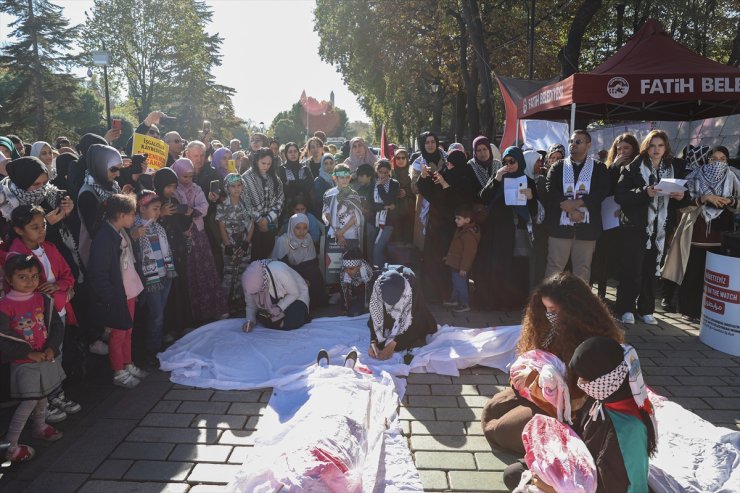 İstanbul'da kadınların Filistin'e destek için başlattığı oturma eylemi 14. gününde