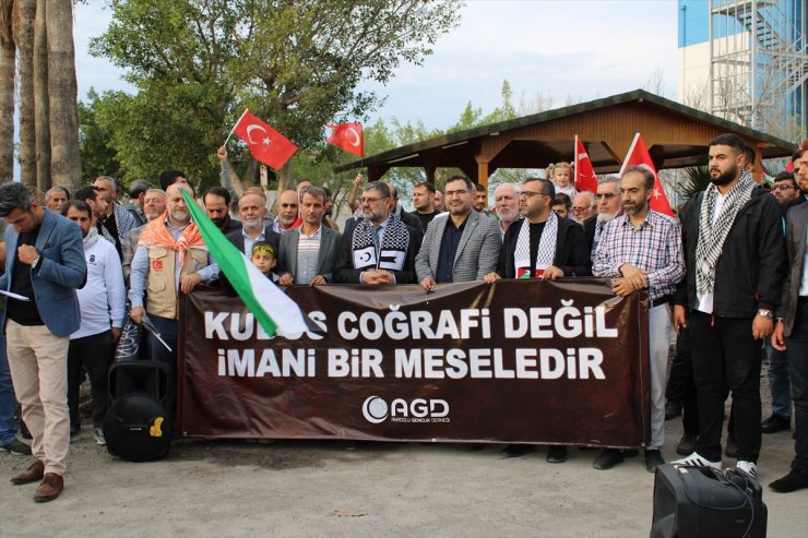 İsrail'in Gazze'ye yönelik saldırıları İskenderun'da protesto edildi