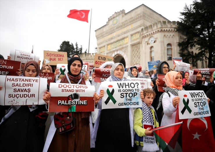 İstanbul'da doktorlar Gazze için sessiz yürüyüş gerçekleştirdi