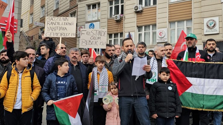 Artvin, Bayburt ve Giresun'da İsrail'in Gazze'ye yönelik saldırıları protesto edildi