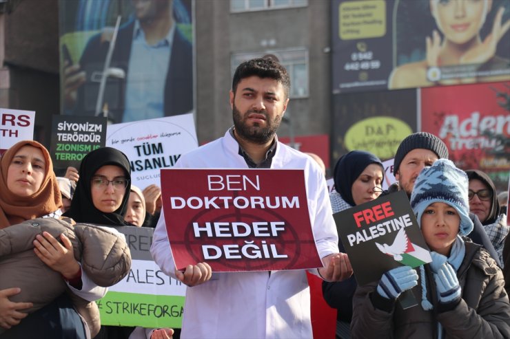 Erzurum'da sağlık çalışanları Filistin için "sessiz yürüyüş" gerçekleştirdi