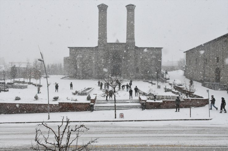 Erzurum ve Kars'ta kar etkili oluyor