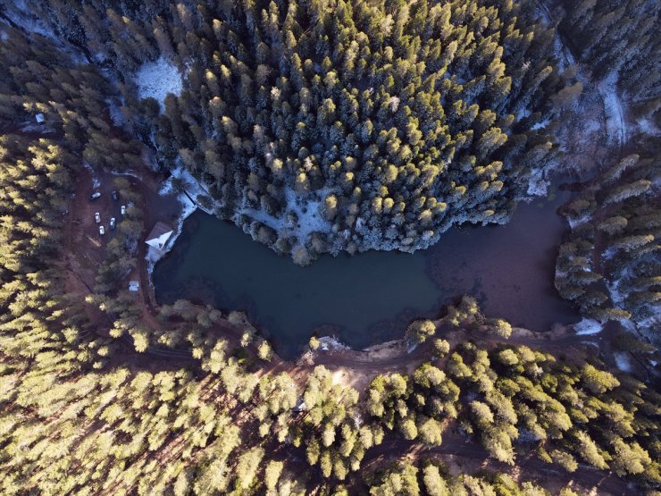 Kastamonu'da donan Yeşil Göl dronla görüntülendi