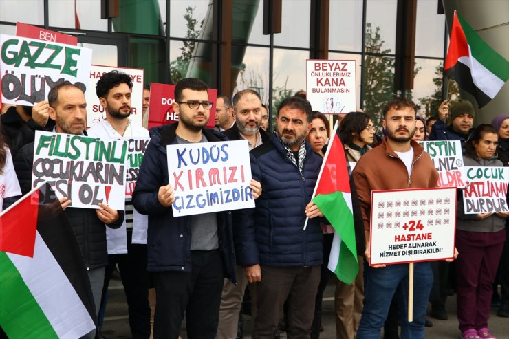 Tekirdağ'da sağlık çalışanları Gazze için "sessiz yürüyüş" gerçekleştirdi