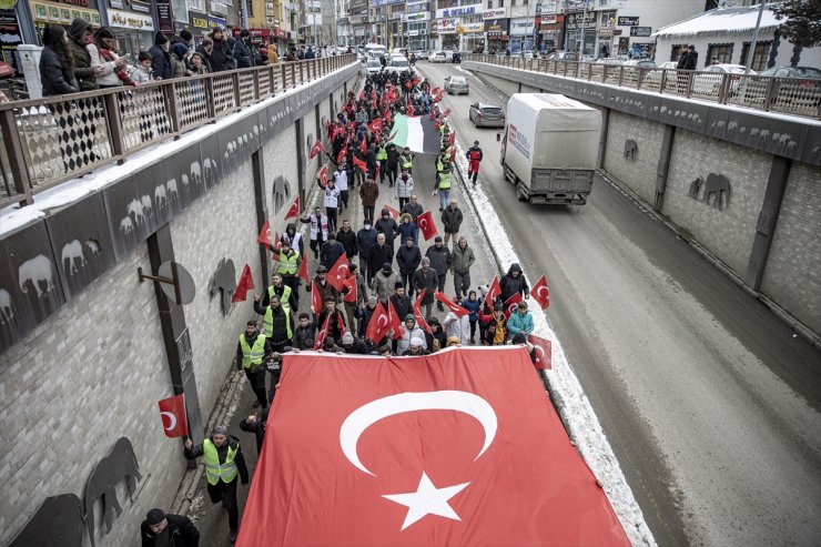 Erzurum, Ardahan ve Erzincan'da İsrail'in Gazze'ye saldırıları protesto edildi