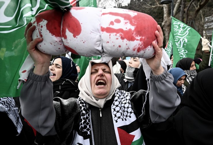 İstanbul'da Mısır'a yönelik Refah Sınır Kapısı protestosu