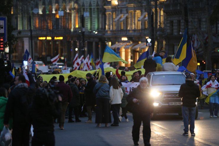 Gürcistan'da Ukrayna'ya destek gösterisi düzenlendi