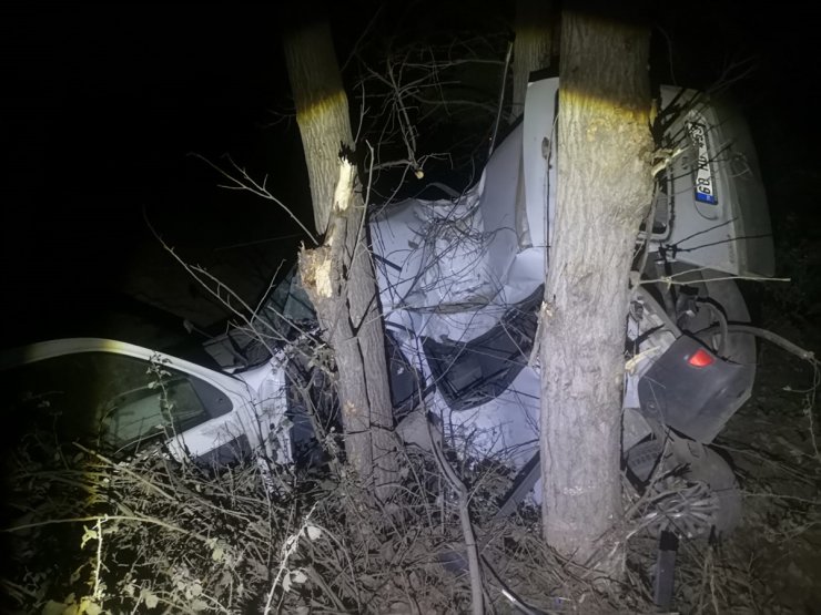Tokat’ta ağaca çarpan otomobildeki 2 kişi yaralandı