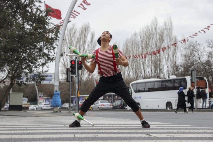 Ankara trafiğine jonglör molası