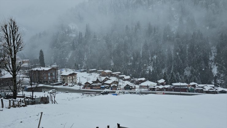 Rize'nin yüksek kesimlerine kar yağdı