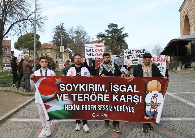 Edirne'de, Gazze'ye destek için "sessiz yürüyüş" düzenlendi