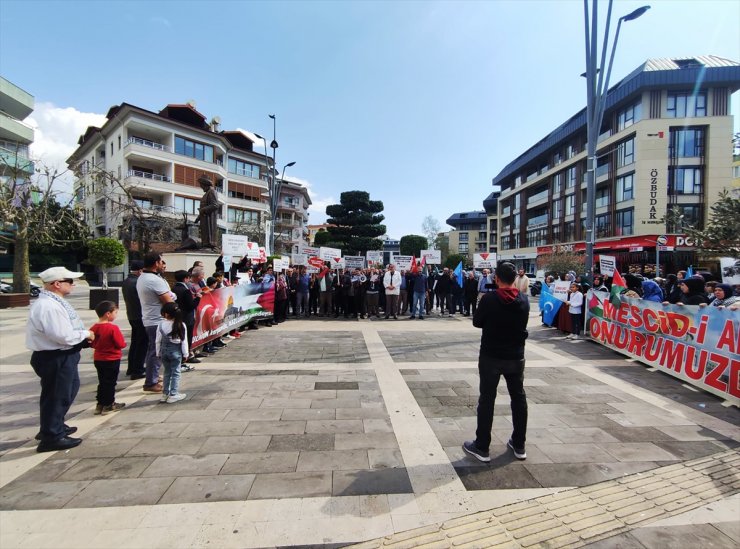 Alanya'da İsrail'in Gazze'ye saldırıları protesto edildi