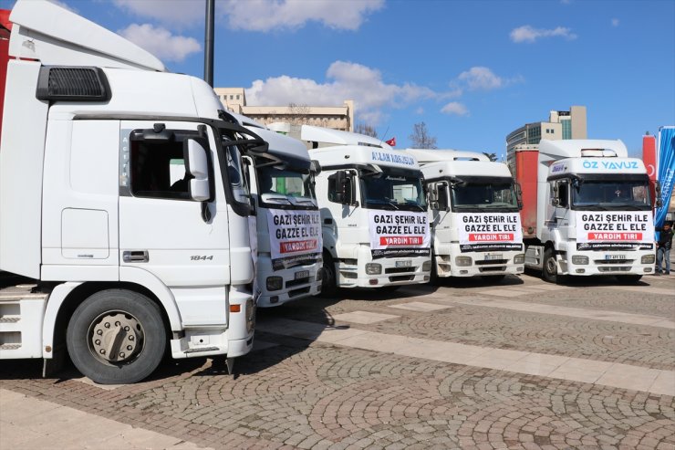 Gaziantep'ten Gazze'ye 5 tır insani yardım malzemesi yola çıktı