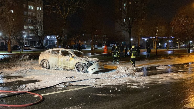 Kayseri'de ağaca çarpıp yanan elektrikli otomobilin sürücüsü öldü