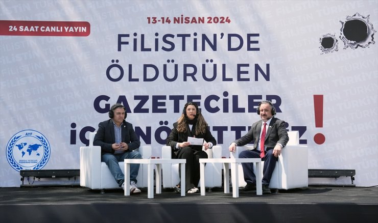 İstanbul'da, Filistin'de öldürülen gazeteciler için 24 saat sürecek tepki yayını başladı