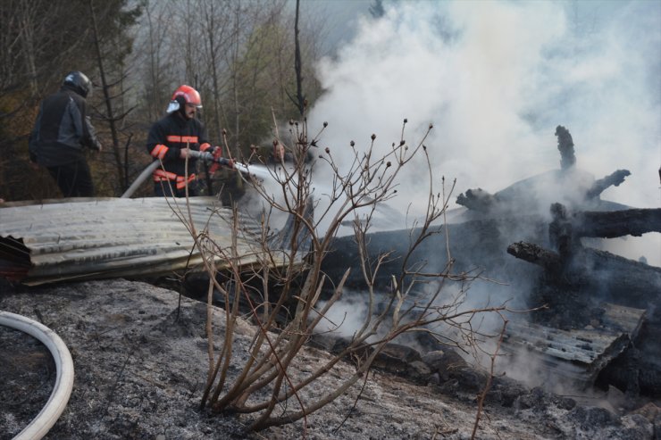 Trabzon'da mezire evinden çalılıklara sıçrayan yangın söndürüldü
