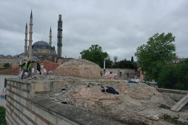 Edirne'de Osmanlı döneminden kalma Mezitbey Hamamı'nın restorasyonu sürüyor