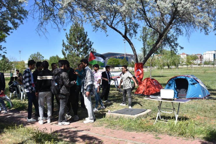 Afyon Kocatepe Üniversitesinde Gazze'ye destek için çadır nöbeti başlatıldı