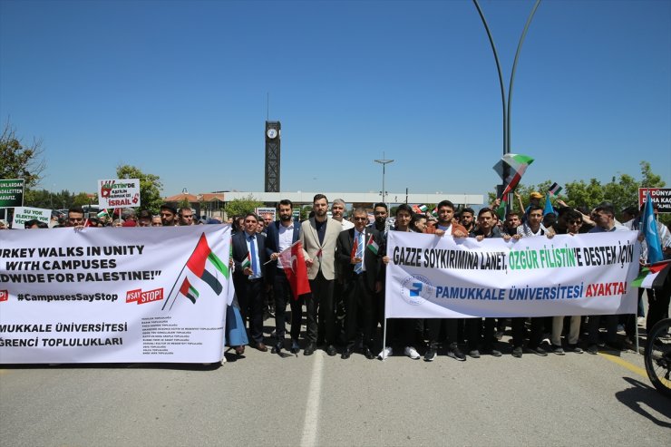 Denizli'de üniversite öğrencileri İsrail'i protesto etti